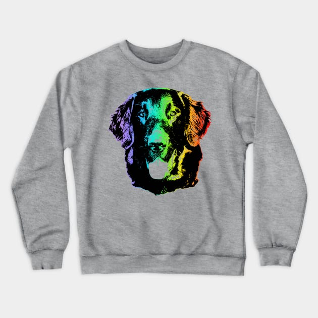 Rainbow Flat-Coated Retriever Crewneck Sweatshirt by childofthecorn